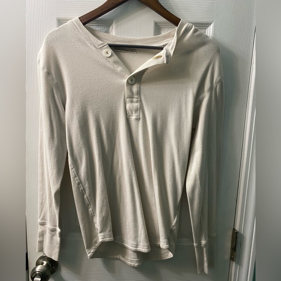 UO Shrunken Surplus Henley Top in Ivory - Picture 5 of 9
